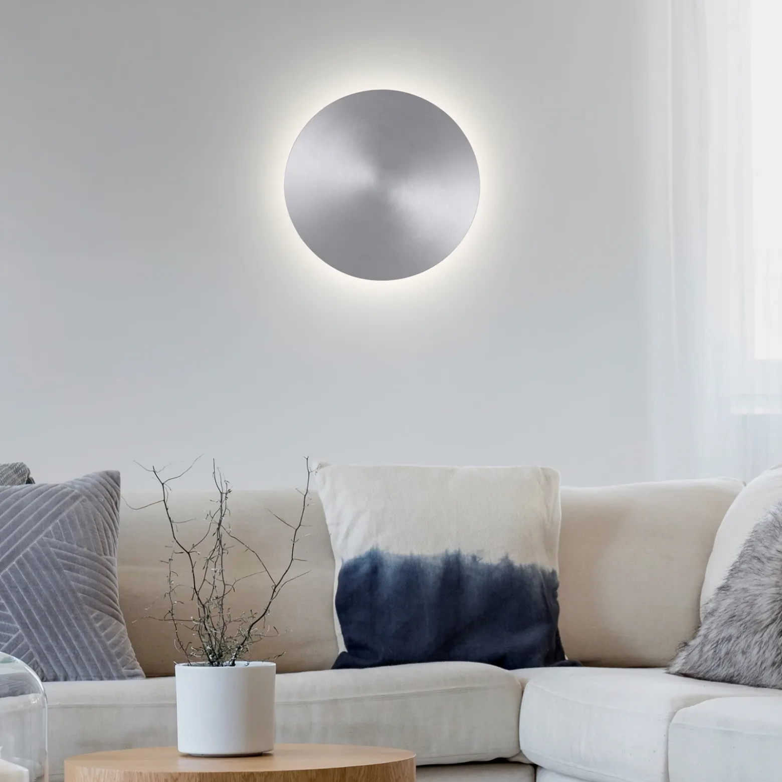 Aplique de pared LED batería Puntua Ø 25 cm aluminio