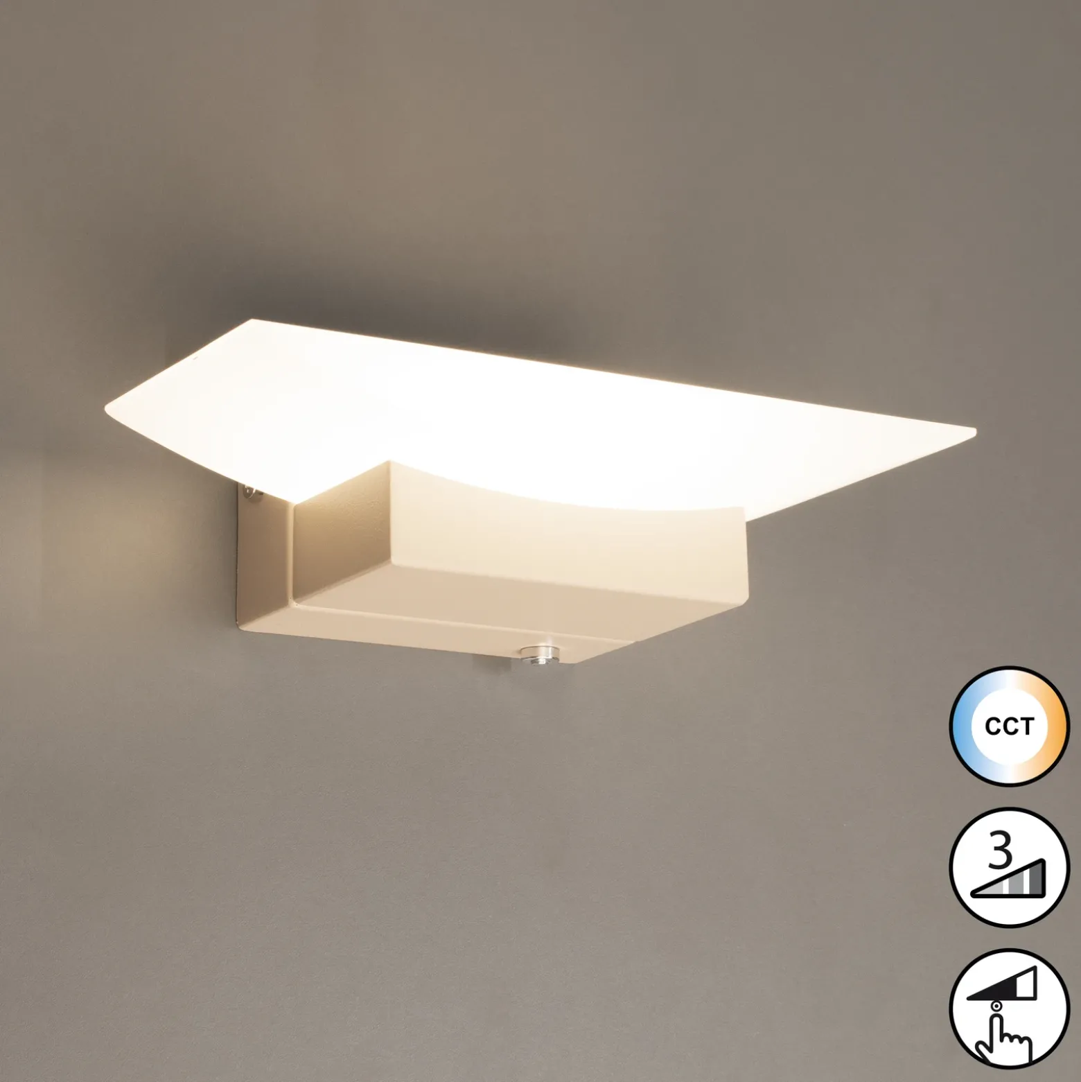 Aplique de pared LED Bowl TW, CCT Ancho 20 cm, color arena