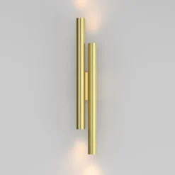Aplique de pared LED Calipso, latón, altura 49 cm, metal, 4 luces.