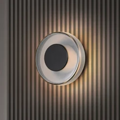 Aplique de pared LED Celeste, negro/cromo, Ø 22 cm cristal atenuable