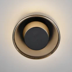 Aplique de pared LED Celeste, negro/cromo, Ø 22 cm cristal atenuable
