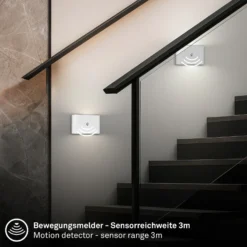 Aplique de pared LED Chat, blanco, 16 cm, plástico, sensor