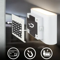 Aplique de pared LED Chat, blanco, 16 cm, plástico, sensor