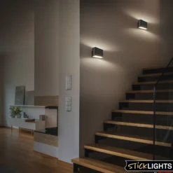 Aplique de pared LED Chat, negro, 16 cm, plástico, sensor