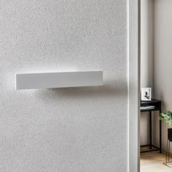 Aplique de pared LED Concha 47 cm, blanco
