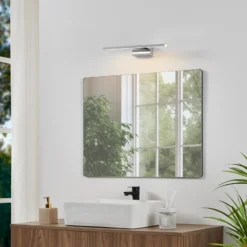 Aplique de pared LED Conettilla, color cromado, ancho 40 cm IP44 CCT