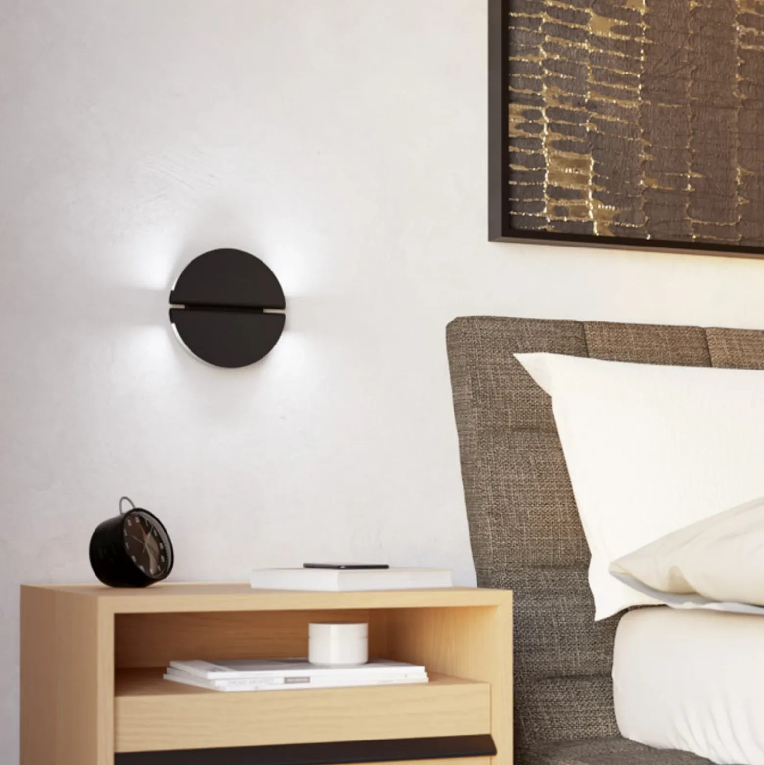 Aplique de pared LED EGLO PIANOSA, negro, Ø 18 cm, IP44, CCT