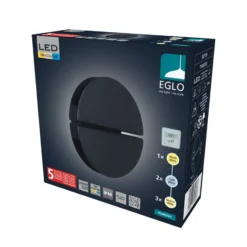 Aplique de pared LED EGLO PIANOSA, negro, Ø 18 cm, IP44, CCT