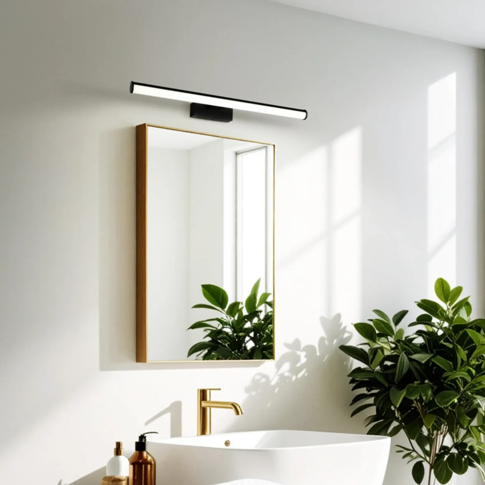 Aplique de pared LED EGLO VADUMI, 60 cm de ancho, negro, IP44