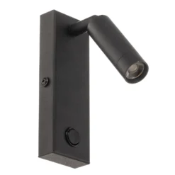 Aplique de pared LED Enzo angular con interruptor, negro