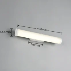 Aplique de pared LED Ernesto, blanco mate, 40 cm de ancho, 4.000 K, IP44