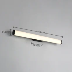 Aplique de pared LED Ernesto, negro, 60 cm de ancho, 3.000 K, IP44