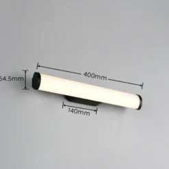Aplique de pared LED Ernesto, negro, 40 cm de ancho, 3.000 K, IP44