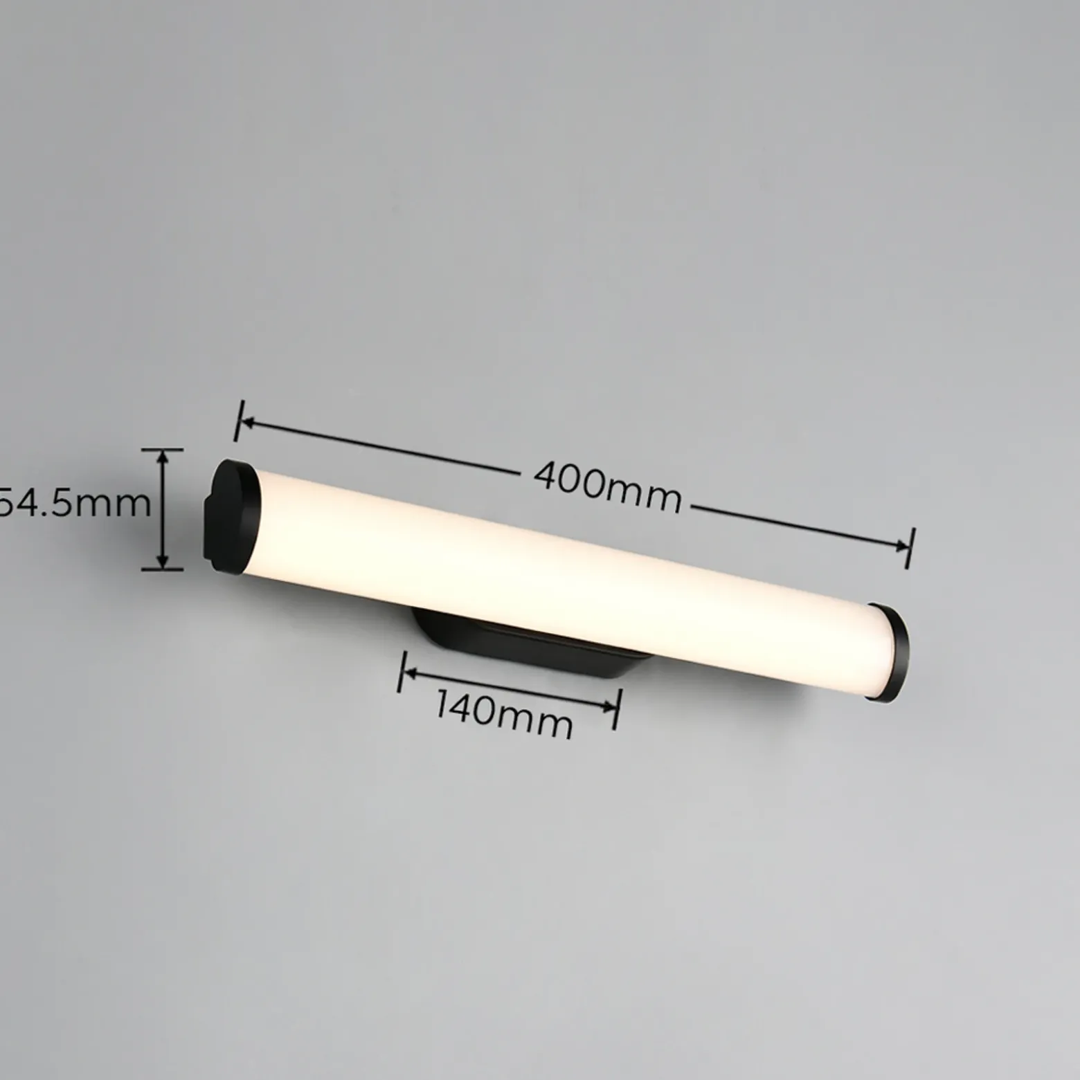 Aplique de pared LED Ernesto, negro, 40 cm de ancho, 3.000 K, IP44