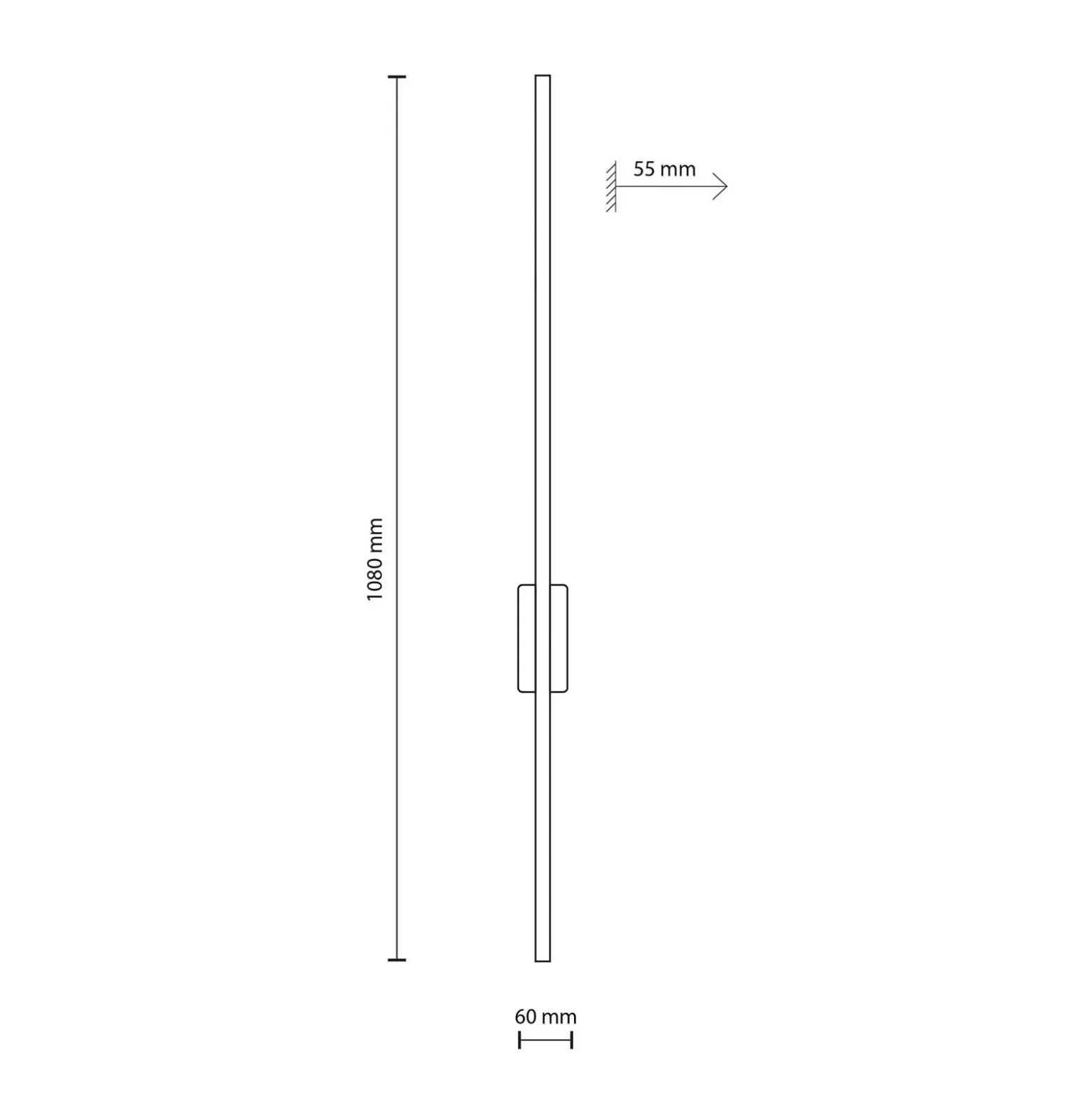 Aplique de pared LED Flash, negro, altura 108 cm metal 1 luz