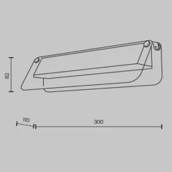 Aplique de pared LED FLAT, gris/latón, ancho 30 cm, vidrio/metal