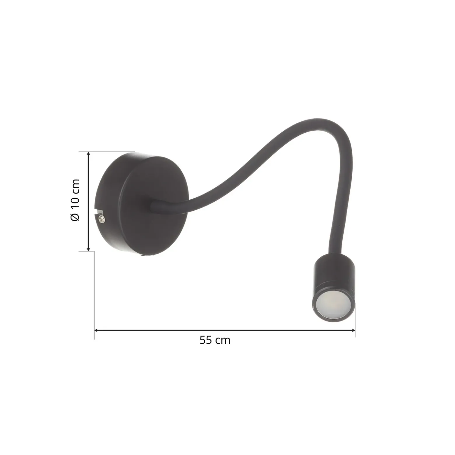 Aplique de pared LED flexible Focus, negro