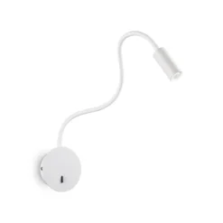 Aplique de pared LED Focus 2 de Ideal Lux, blanco, 55 cm, brazo flexible