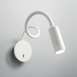 Aplique de pared LED Focus 2 de Ideal Lux, blanco, 55 cm, brazo flexible