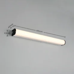 Aplique de pared LED Giacomo, 60 cm de ancho, negro, metal, IP44