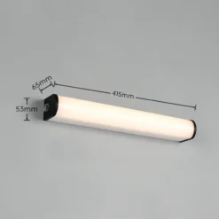 Aplique de pared LED Giacomo, 41 cm de ancho, negro, metal, IP44