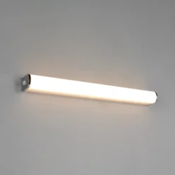 Aplique de pared LED Giacomo, 60 cm de ancho, cromado, metal, IP44