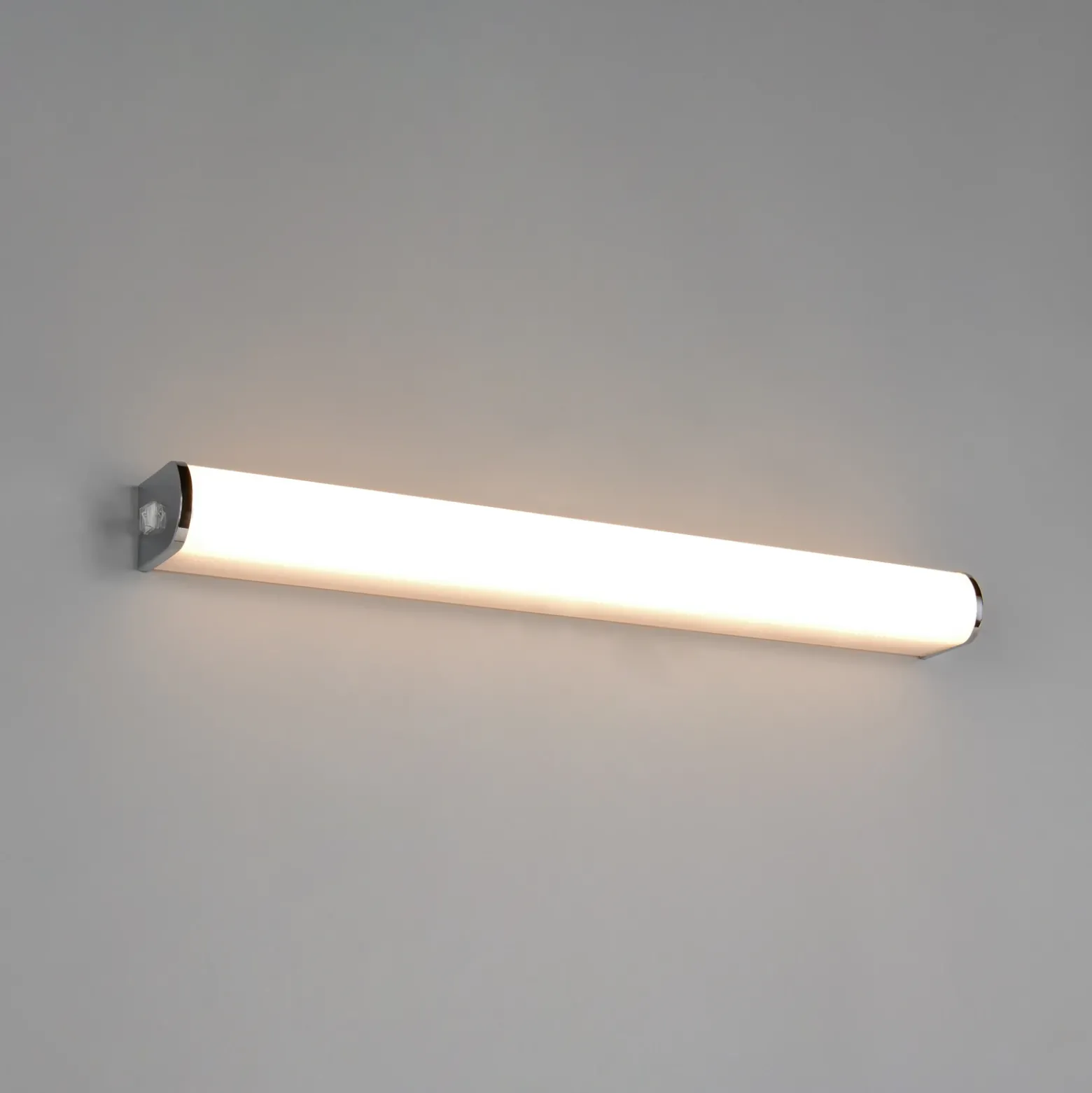 Aplique de pared LED Giacomo, 60 cm de ancho, cromado, metal, IP44