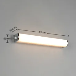 Aplique de pared LED Giacomo, 41 cm de ancho, cromado, metal, IP44