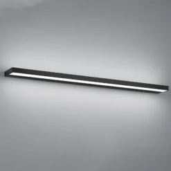Aplique de pared LED Helestra Slat, negro mate 90 cm