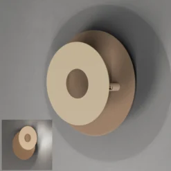 Aplique de pared LED Hennes, color greige/arena, Ø 18 cm, metal