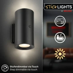 Aplique de pared LED Isy, negro mate, plástico, 3000 K