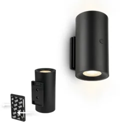 Aplique de pared LED Isy, negro mate, plástico, 3000 K