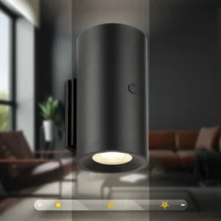 Aplique de pared LED Isy, negro mate, plástico, 3000 K