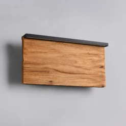 Aplique de pared LED Kalea, ancho 30 cm, color madera, madera