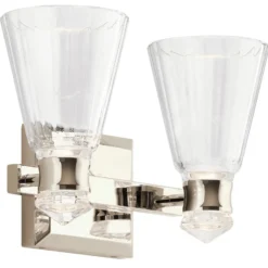 Aplique de pared LED Kayva, IP44, 2 luces, níquel pulido