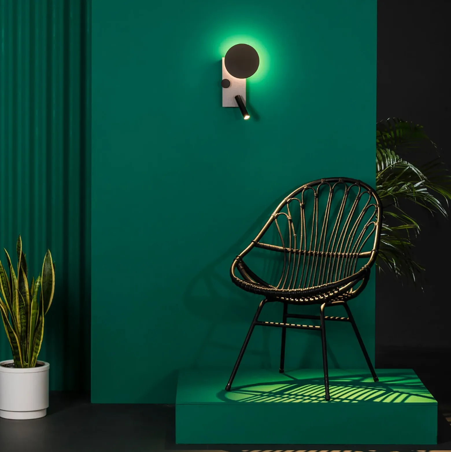 Aplique de pared LED Klee, gris, versión izquierda