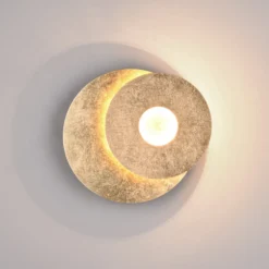 Aplique de pared LED Leano, lente redonda, dorado, indirecto