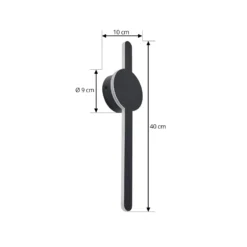 Aplique de pared LED Lindby Borian, negro, aluminio, 40 cm