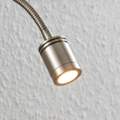 Aplique de pared LED Lindby Legera, 11 cm, color níquel, brazo flexible