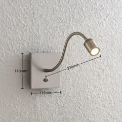 Aplique de pared LED Lindby Legera, 11 cm, color níquel, brazo flexible