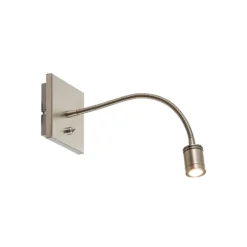 Aplique de pared LED Lindby Legera, 11 cm, color níquel, brazo flexible