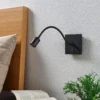 Aplique de pared LED Lindby Mayar, negro, metal, lámpara de lectura, 11cm