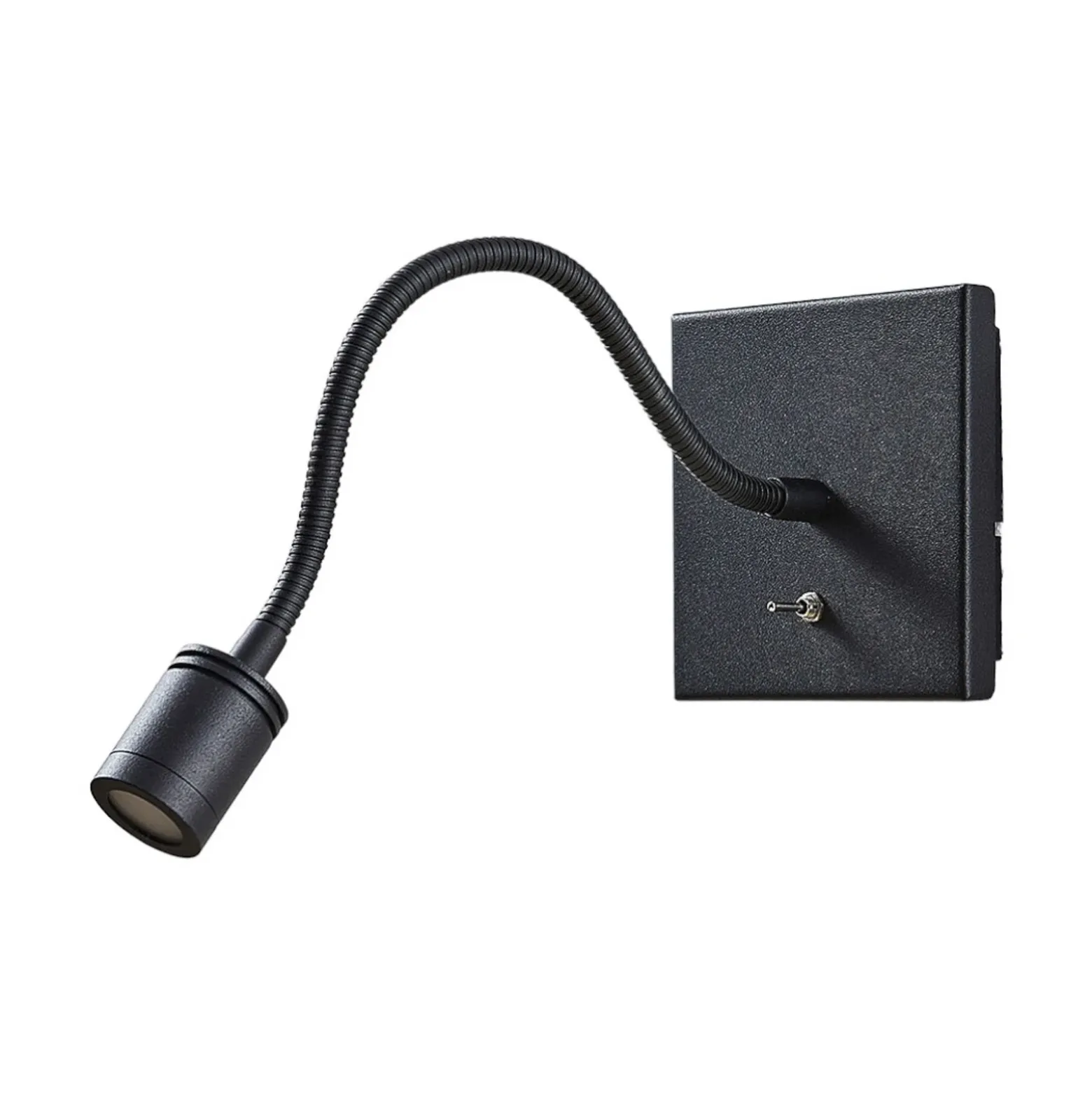 Aplique de pared LED Lindby Mayar, negro, metal, lámpara de lectura, 11cm