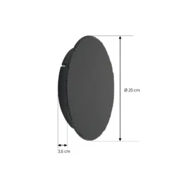 Aplique de pared LED Lindby Peetu, Ø 25 cm, pizarra, atenuable