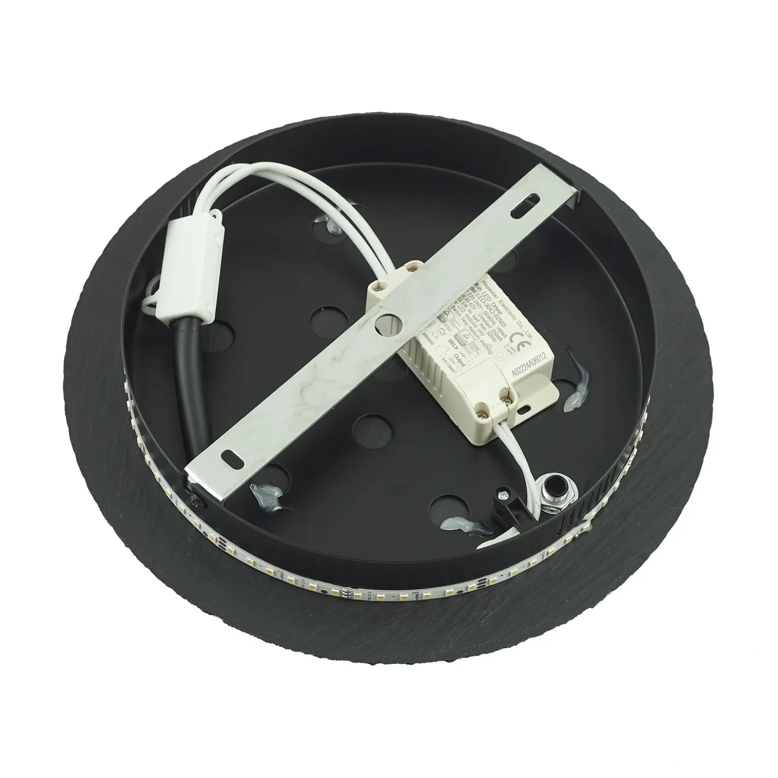 Aplique de pared LED Lindby Peetu, Ø 25 cm, pizarra, atenuable