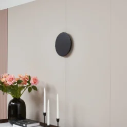 Aplique de pared LED Lindby Peetu, Ø 25 cm, pizarra, atenuable