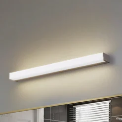 Aplique de pared LED Lindby Philippa, angular, 59 cm, color aluminio, IP44