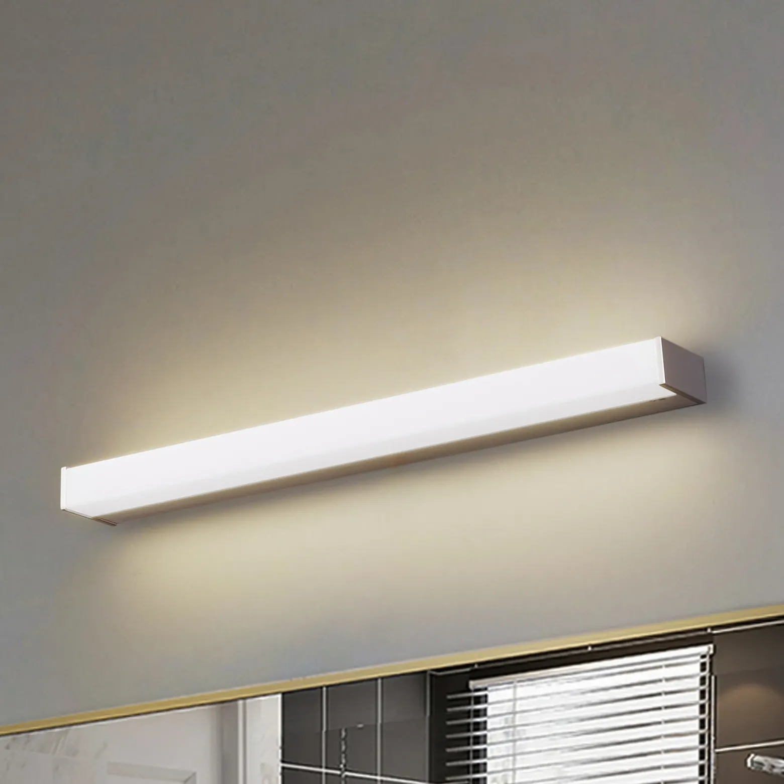 Aplique de pared LED Lindby Philippa, angular, 59 cm, color aluminio, IP44
