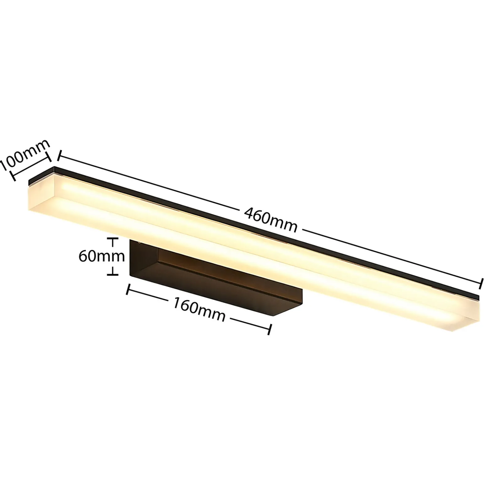 Aplique de pared LED Lisana de Lucande, horizontal, 46 cm, IP44