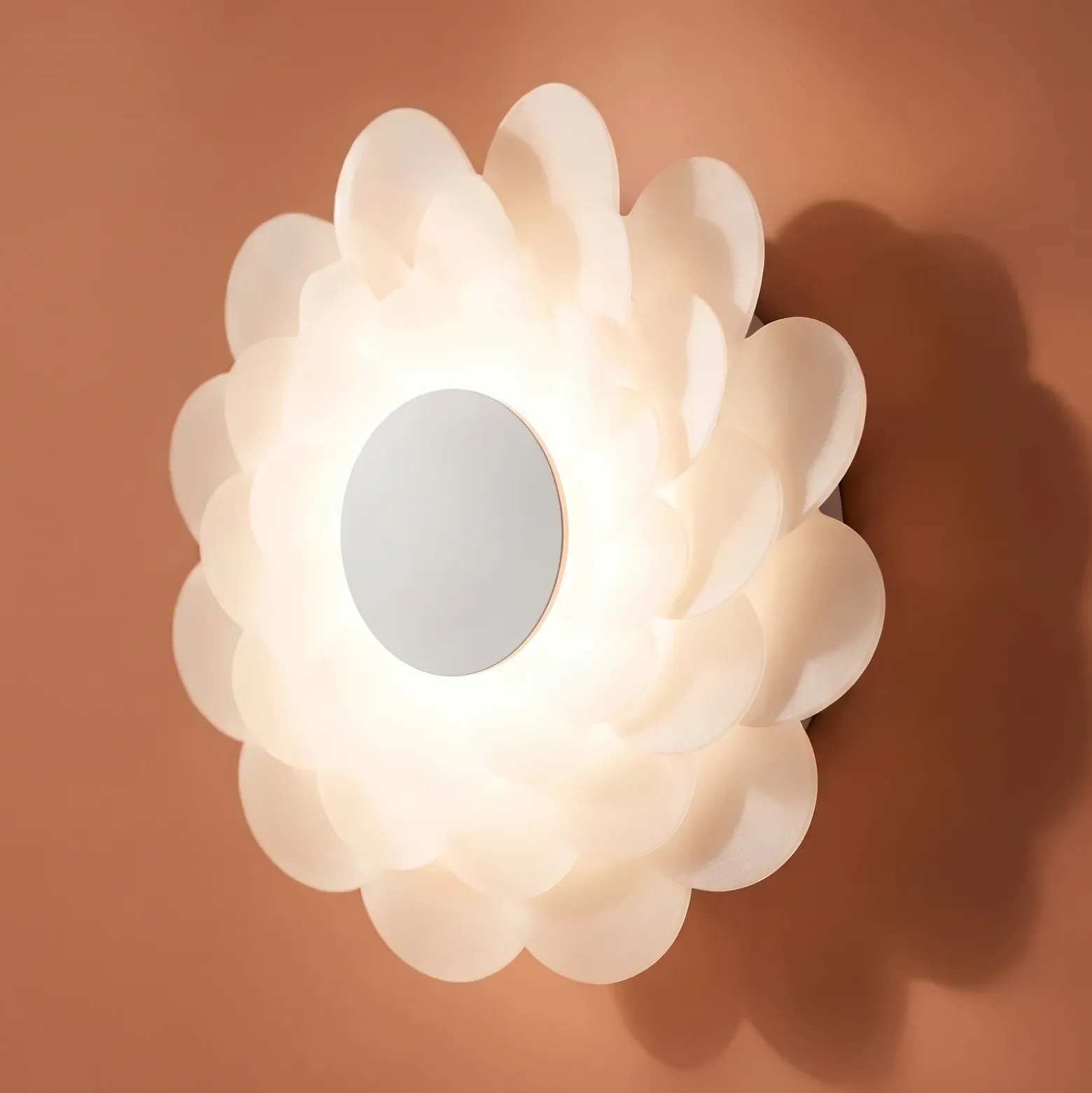 Aplique de pared LED Lucande «Bloem», Ø 40 cm, blanco, atenuable en 3 niveles